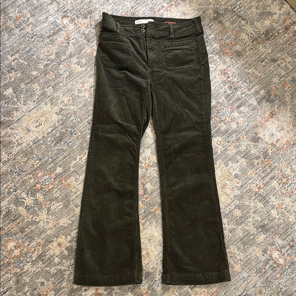 Anthropologie Olive Corduroy Pants